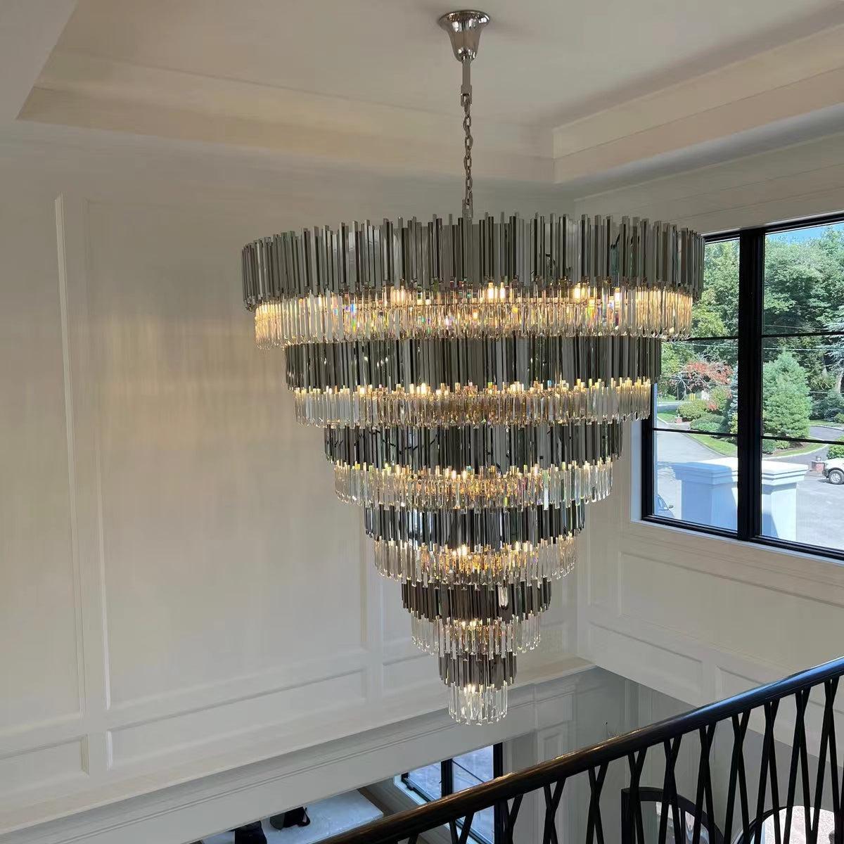 Extra Large Round Cone Tiered Crystal Chandelier for Foyer/Enterway/Living Room - Richardrider