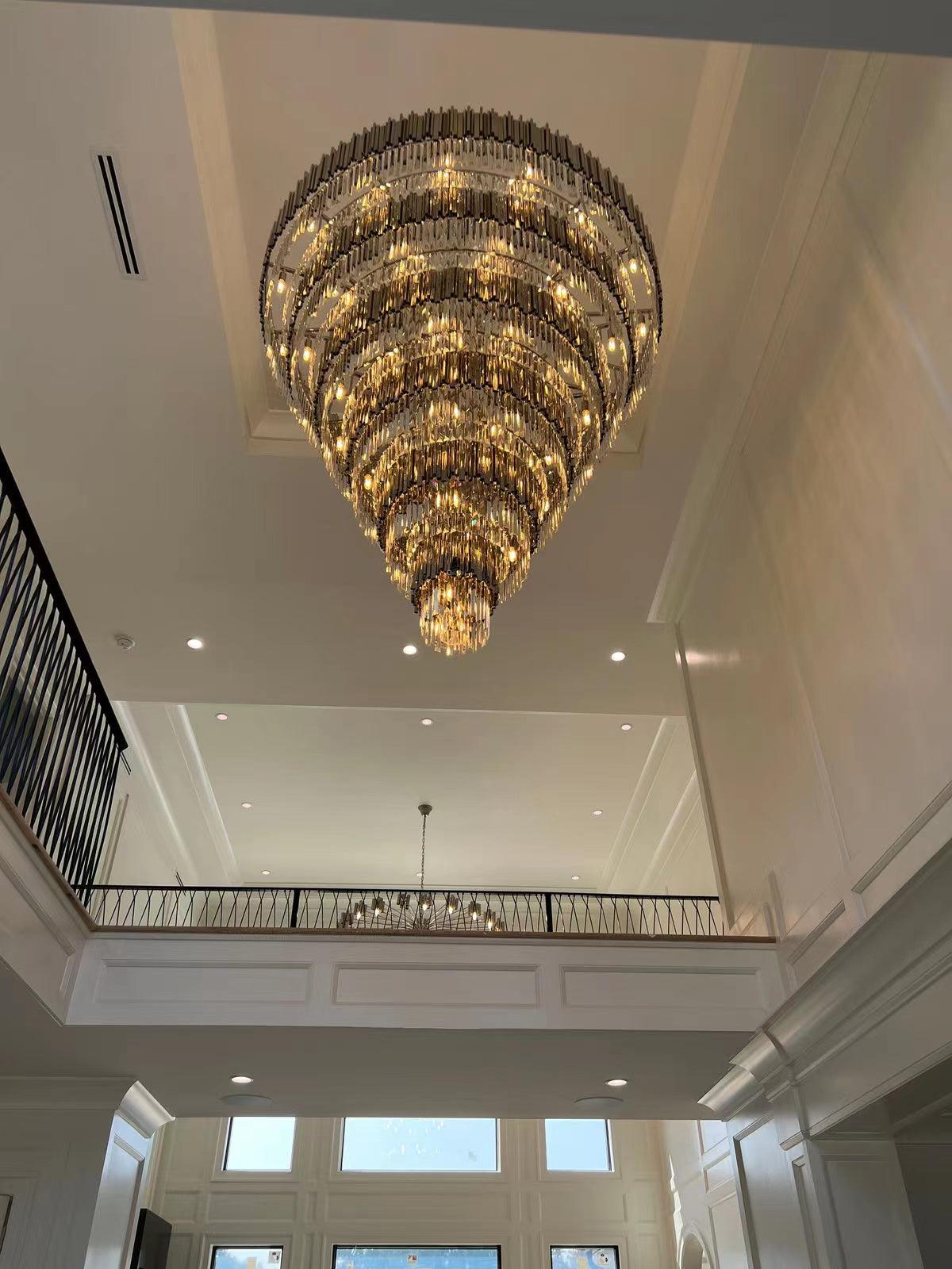 Extra Large Round Cone Tiered Crystal Chandelier for Foyer/Enterway/Living Room - Richardrider