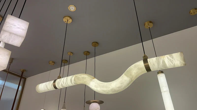 Glacera Simplicity Alabaster Curved Chandelier