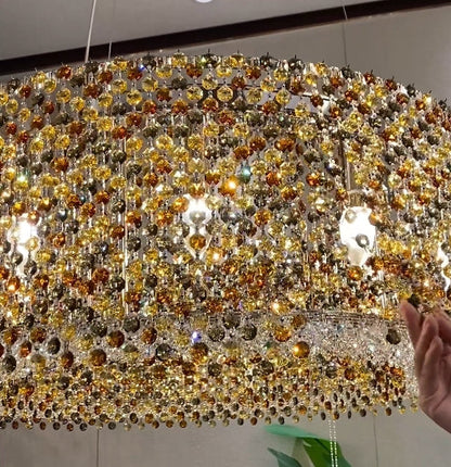 Italian Modern Light Luxury Round Crystal Chandelier Decorative Light Fixture for Living Room/Dining Room