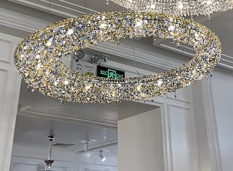 Unique Eccentric Circle Colorful Crystal Beads Chandelier Luxury Ceiling Lamp for Living/Dining Room