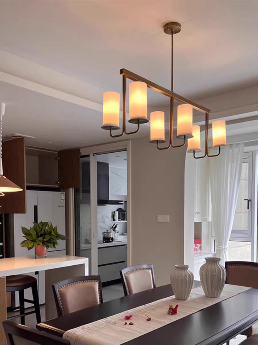 Modern Style Minimalism White Shades Chandelier/Wall Light in Brass