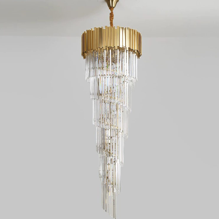 Luxury Gold Spiral Crystal Chandelier for Staircase/Foyer/Entryway - Richardrider