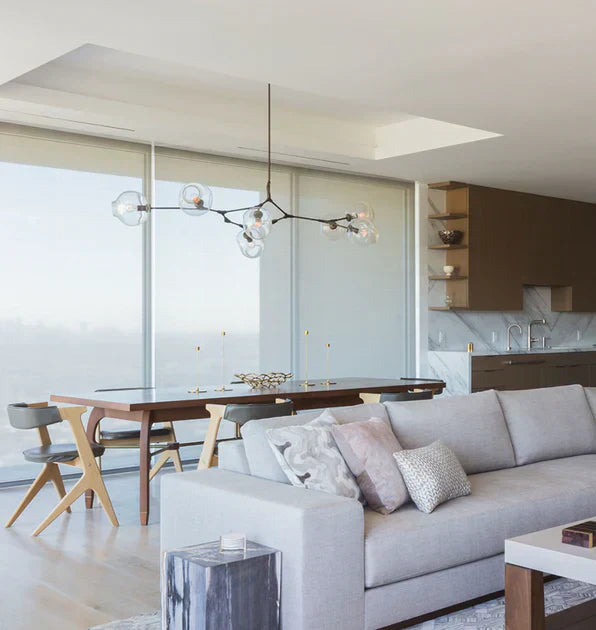 Modern Sputnik Smoky Gray/Amber Glass Branch Chandelier for Kitchen Island/Dining Room - Richardrider