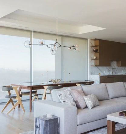 Modern Sputnik Smoky Gray/Amber Glass Branch Chandelier for Kitchen Island/Dining Room - Richardrider