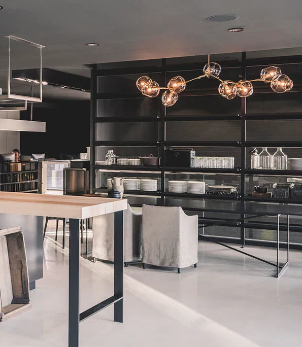 Modern Sputnik Smoky Gray/Amber Glass Branch Chandelier for Kitchen Island/Dining Room - Richardrider