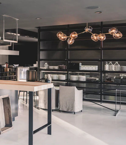 Modern Sputnik Smoky Gray/Amber Glass Branch Chandelier for Kitchen Island/Dining Room - Richardrider