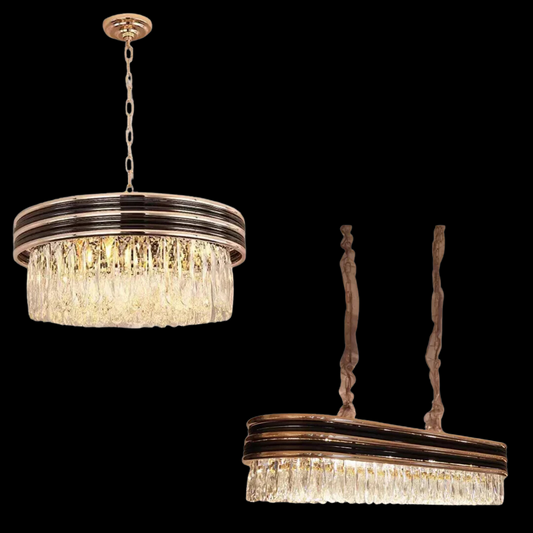 Modern Minimalist Gold Multi-Tier Crystal Pendant Chandelier Suit for Living/ Dining Room/ Bedroom