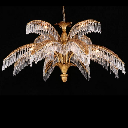Luxury Palm Tree Crystal Chandelier in Brass for Living Room and Low Ceiling Spaces - Richardrider