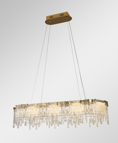 Modern Light Luxury 1/2-Tier Round/Rectangular Crystal Chandelier In Champagne Gold Finish for Living Room/Dining Room/Bedroom
