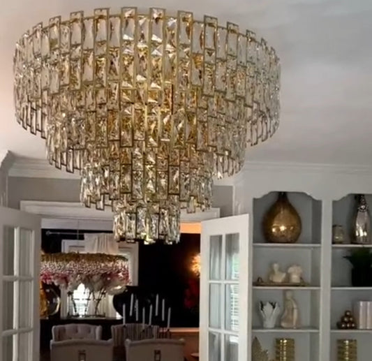 Multi-tiered Crystal Flake Chandelier for Bedroom/Living Room/Dining Room