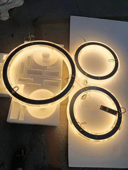 Halo Ring Alabaster Natural Stone Chandelier - Richardrider