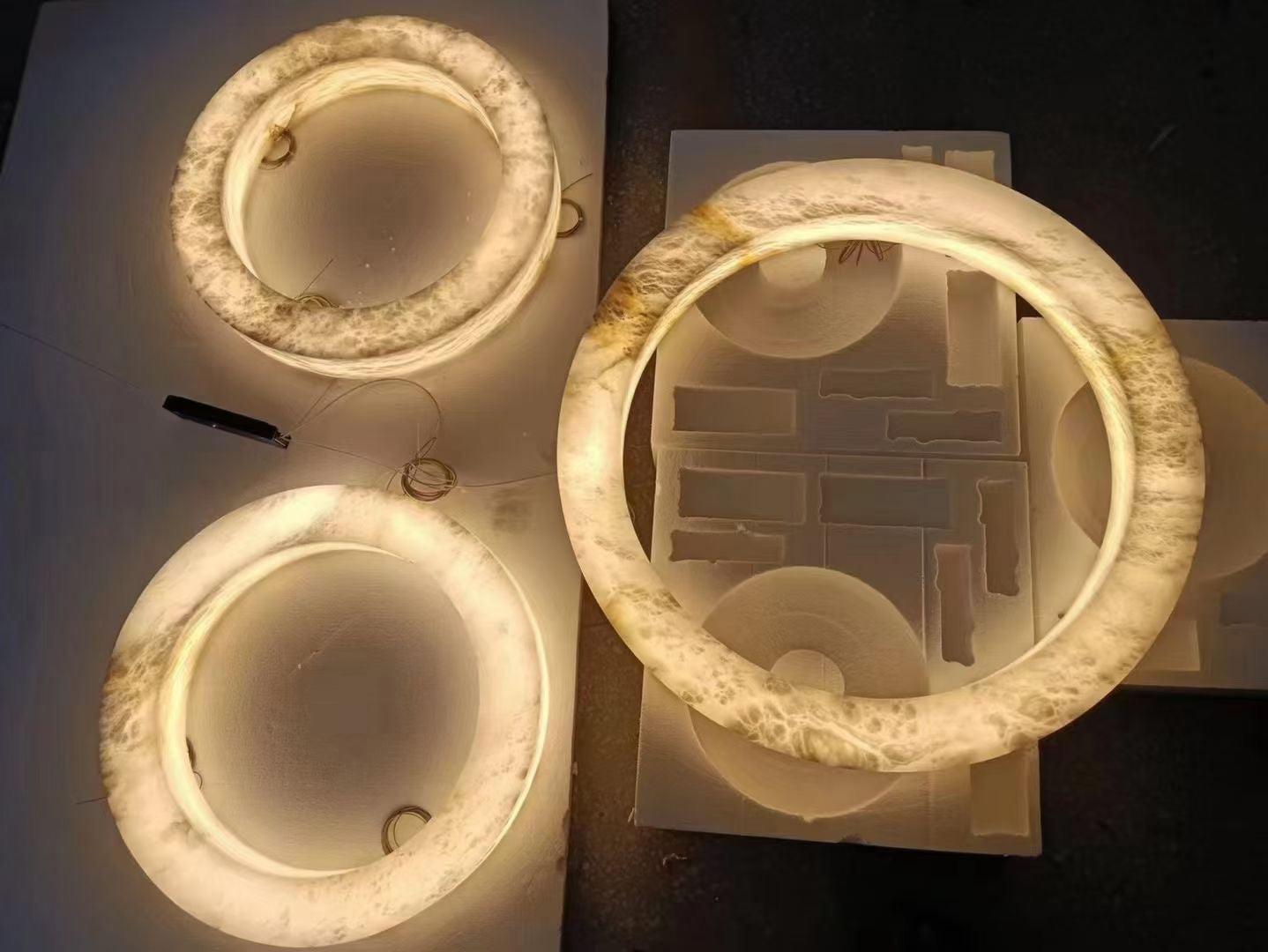 Halo Ring Alabaster Natural Stone Chandelier - Richardrider