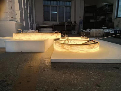 Halo Ring Alabaster Natural Stone Chandelier - Richardrider