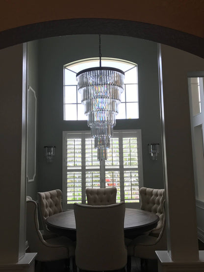 Extra Large 7-Tier Luxury Crystal Chandelier in Black/Coffee/Gold/Chrome Finish Color