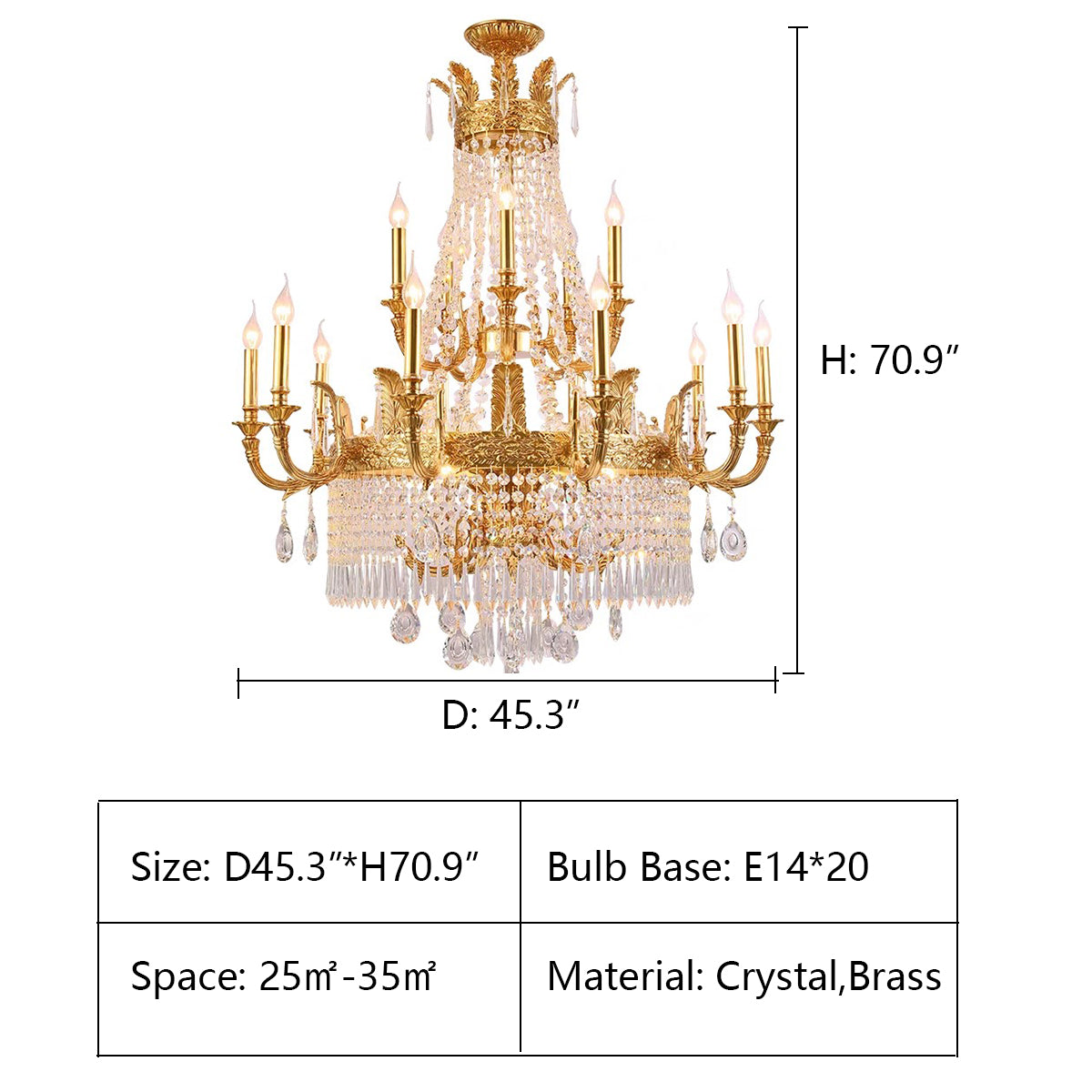 Stunning Oversized Luxury Golden Metal Candle Crystal Tassel Chandelier For High-ceiling Staircase/Entryway/Living/Meeting Room - Richardrider