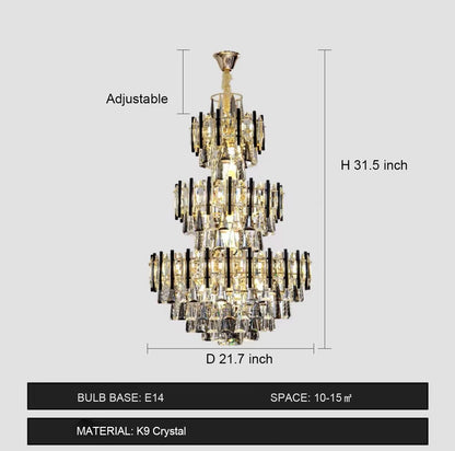 Foyer 3 Layers Extra Large Crystal Chandelier For Living Room Staircase Ceiling Lighting Fixture - Richardrider