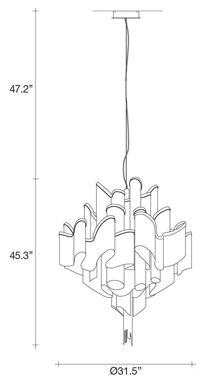 Quayver Chandelier Metal & Chain 31.5"W x 31.5"D