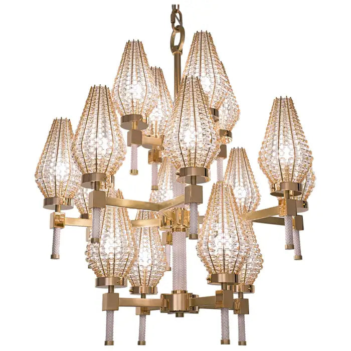 Modern 3-tiered Crystal Shade Chandelier for Living Room/Low-ceiling