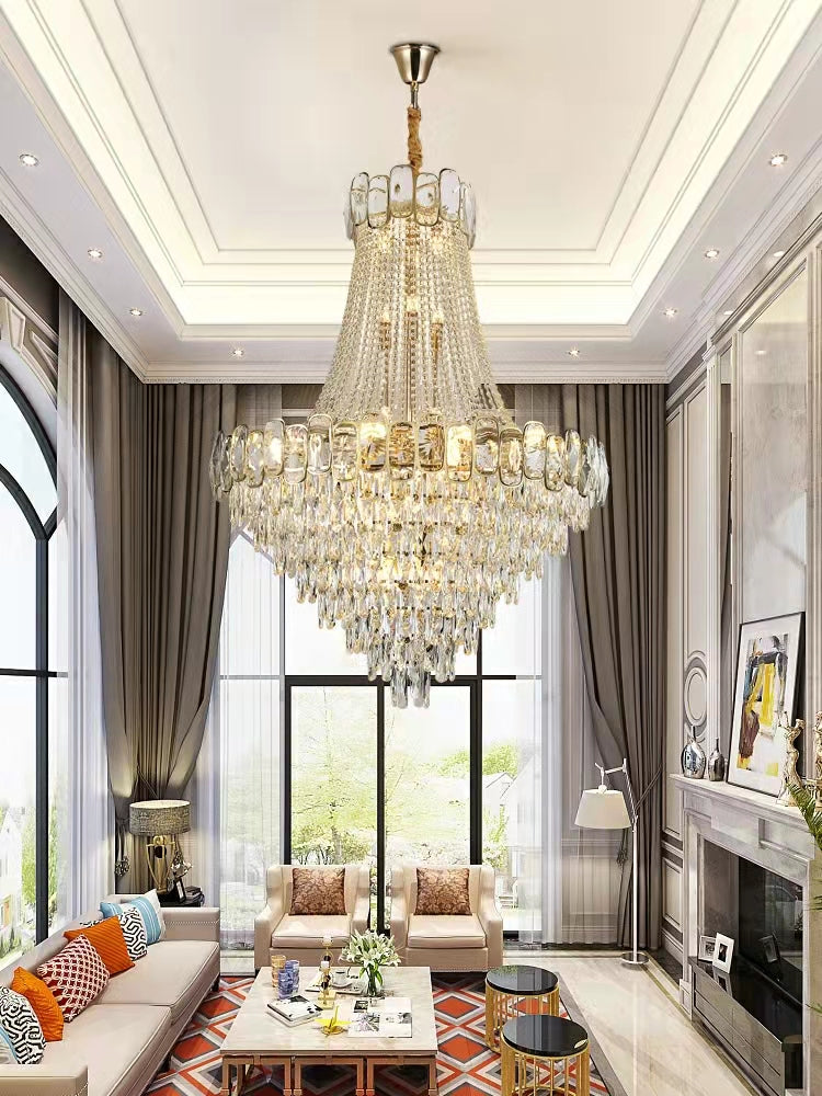 Foyer Staircase Chandelier Luxury K9 Crystal Ceiling Light For Living Room / Hallway - Richardrider