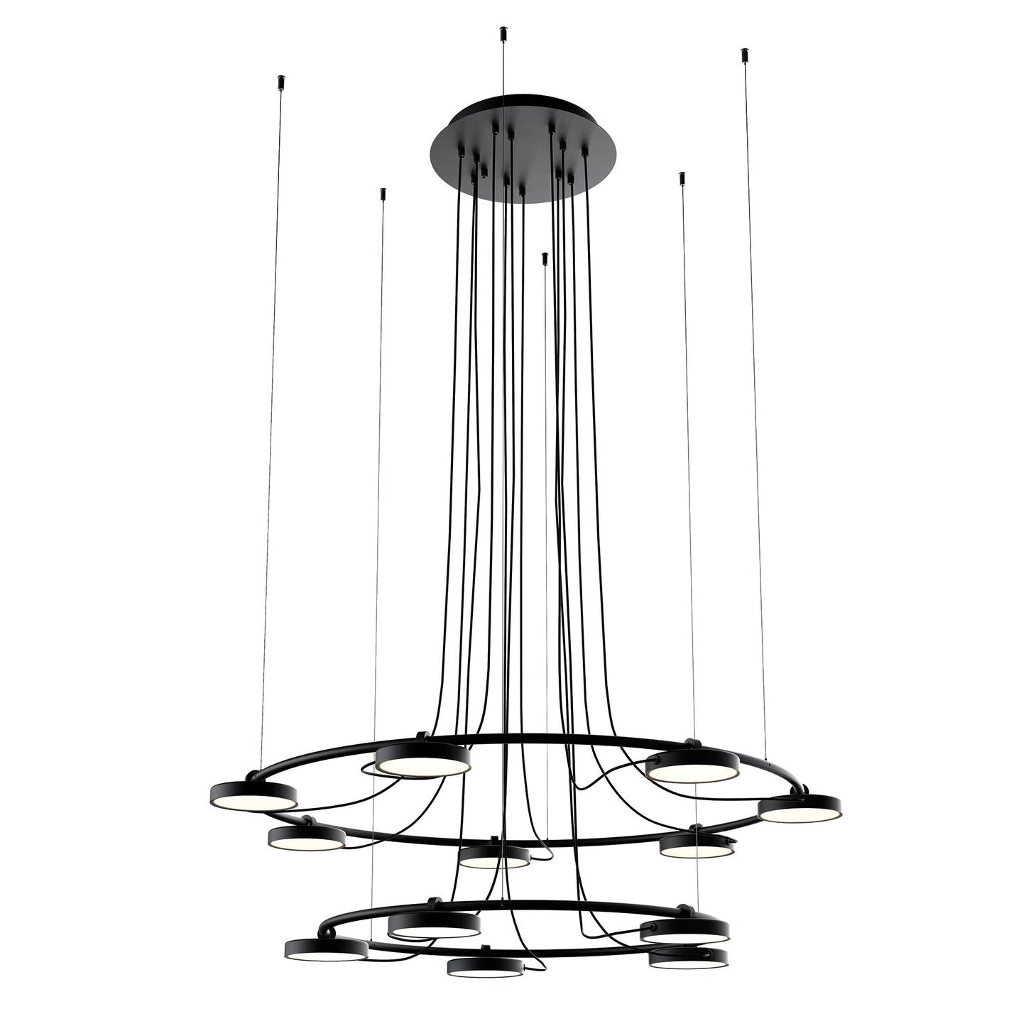Avienar Two Tier Pendant Light Metal & Acrylic 48"D