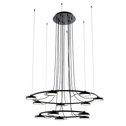 Avienar Two Tier Pendant Light Metal & Acrylic 48"D