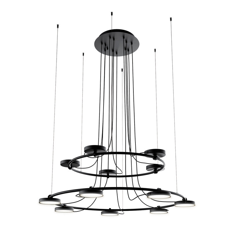Avienar Two Tier Pendant Light Metal & Acrylic 48"D