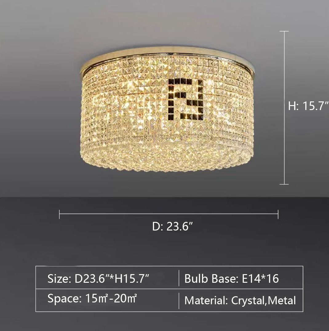 Designer Model Flush Mount Crystal Pendant Round Chandelier for Living/Dining Room/Study