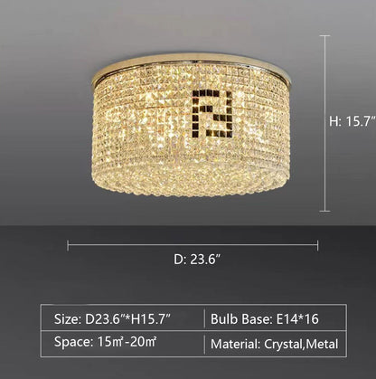 Designer Model Flush Mount Crystal Pendant Round Chandelier for Living/Dining Room/Study