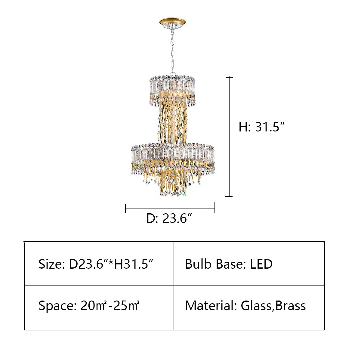 Modern Luxury 2 Layers Crystal Rod Gold Leaves Pendant Light for Living Room/Bedroom
