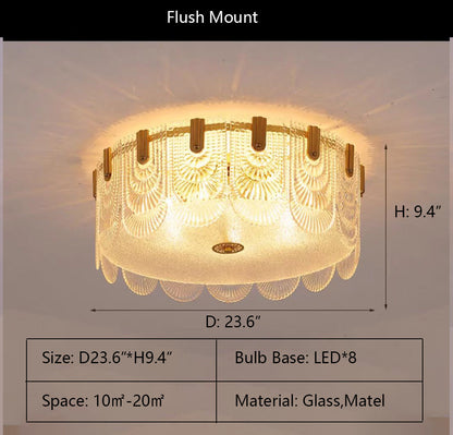 Nordic Light Luxury Patterned Glass Pendant Chandelier Suit for Living/Dining Room/Bedroom