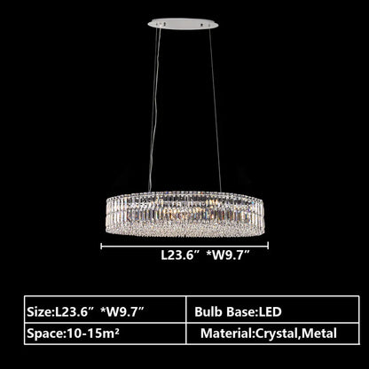 Modern Silver Ceiling Round/Rectangle Crystal Chandelier Set for Living Room/Dining Room/ Bedroom Decorative Light Fixture
