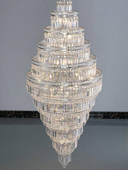 Chrome Extra Large Crystal Chandelier for Foyer Staircase Living Room Entrance Ceiling Light Fixture In Silver - Richardrider