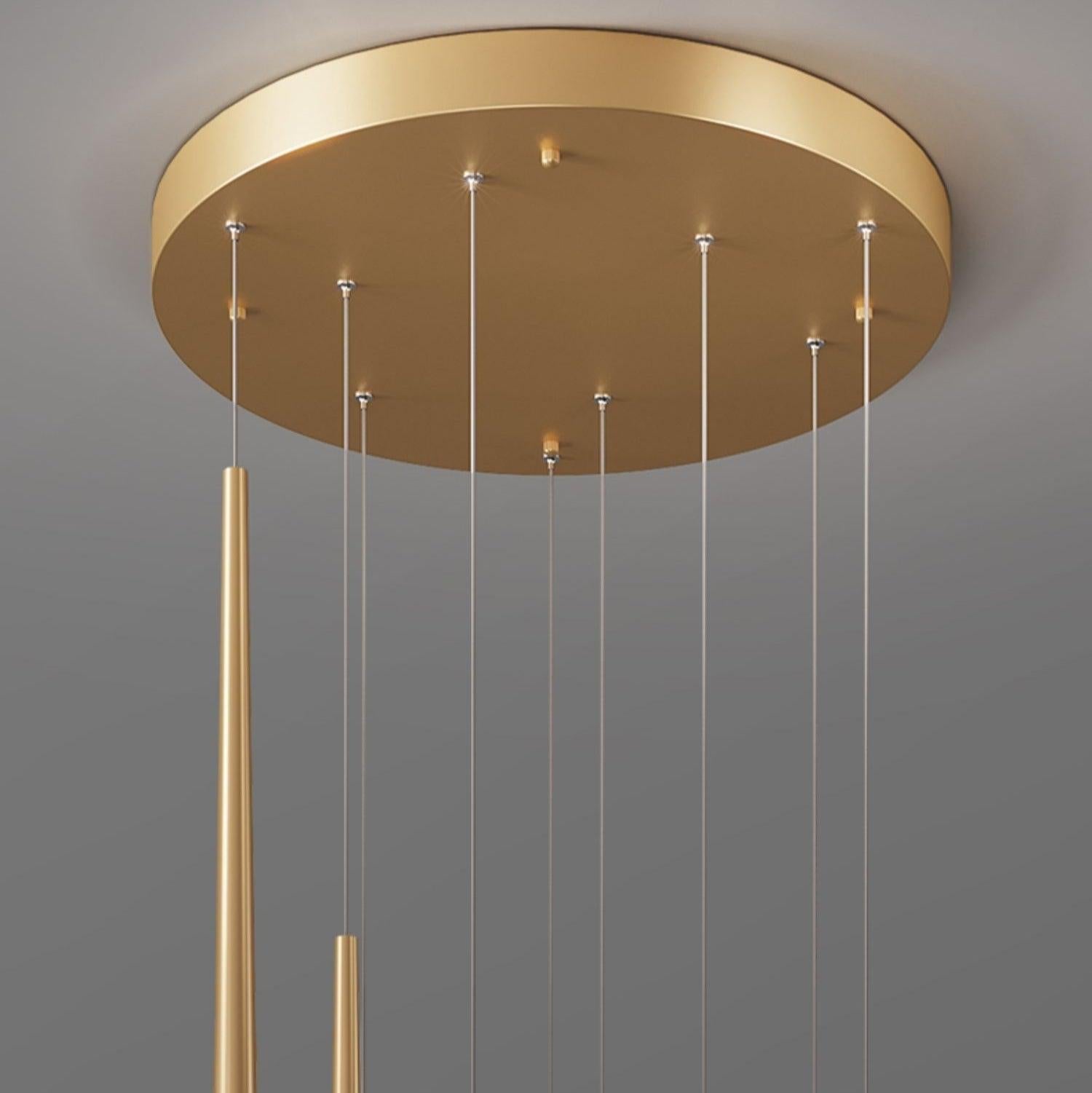 Minimalism Foyer Staircase Chandelier Ceiling Pendant Lighting Fixture For Living Room Entryway In Gold/ Black Finish - Richardrider