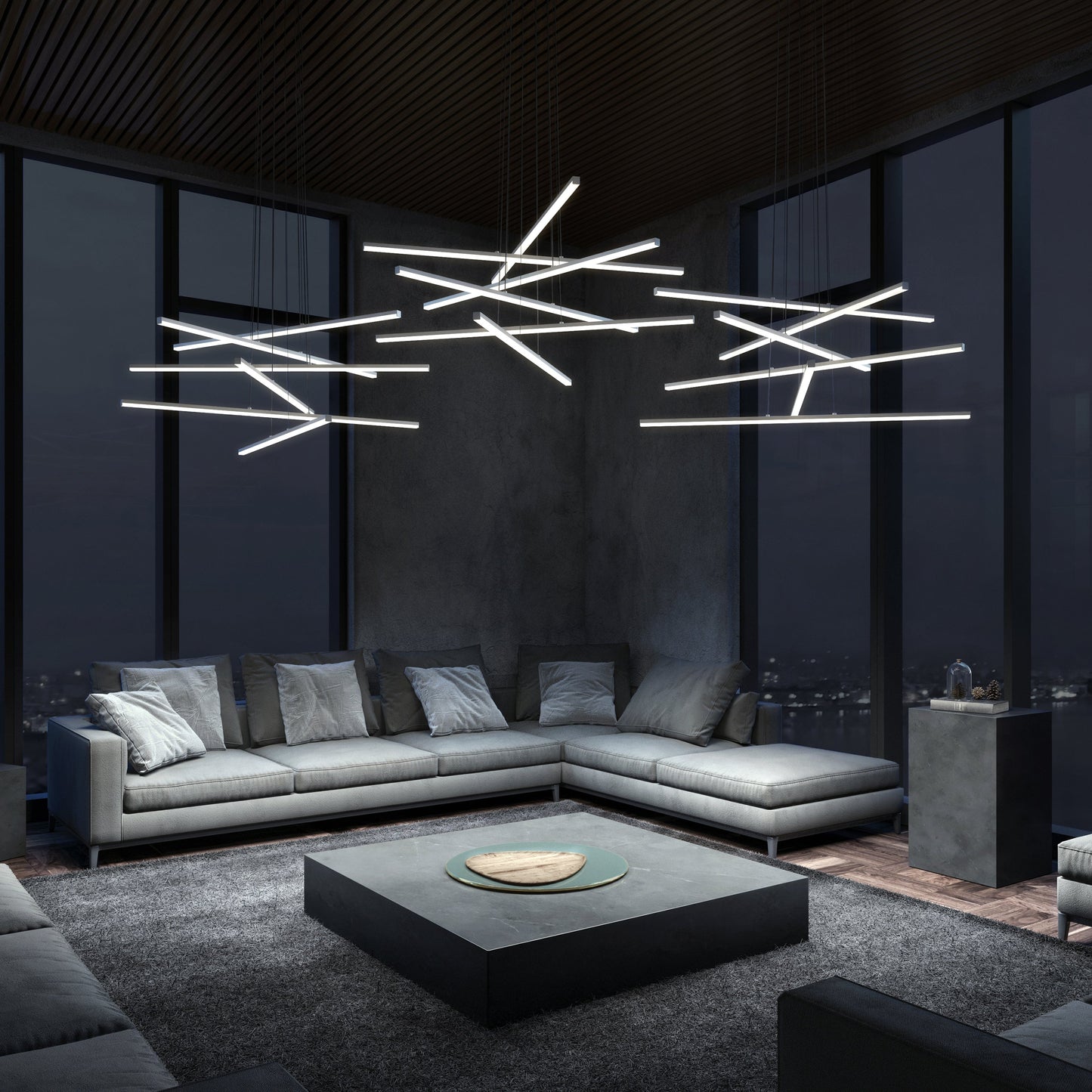 Helaster Chandelier Metal & Optical Acrylic 40"D