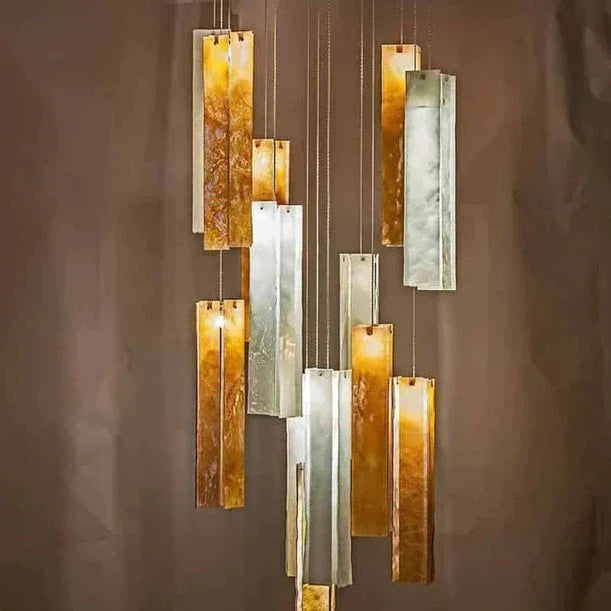 Art Design 1/25/60/84-Light Colorful Rectangle Cluster Glass Tile Pendant/Chandelier - Richardrider
