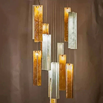 Art Design 1/25/60/84-Light Colorful Rectangle Cluster Glass Tile Pendant/Chandelier - Richardrider
