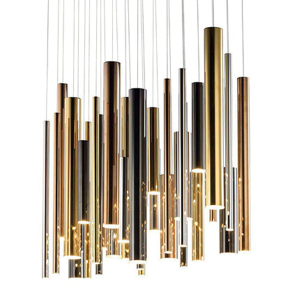 Bellini Round Metal Tubular Pendant Light Chandelier - Richardrider