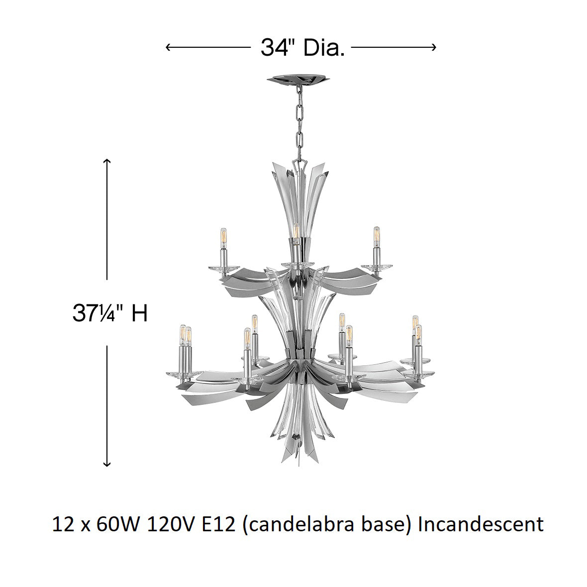 Vereiwyn Chandelier Steel & Crystal Accents 29.25"W x 29.25"D