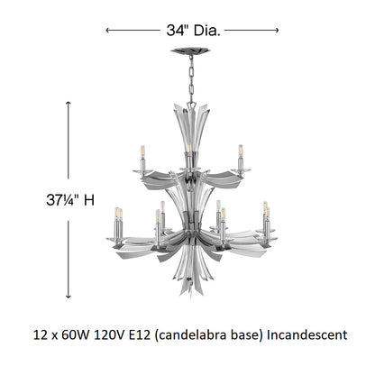 Vereiwyn Chandelier Steel & Crystal Accents 29.25"W x 29.25"D