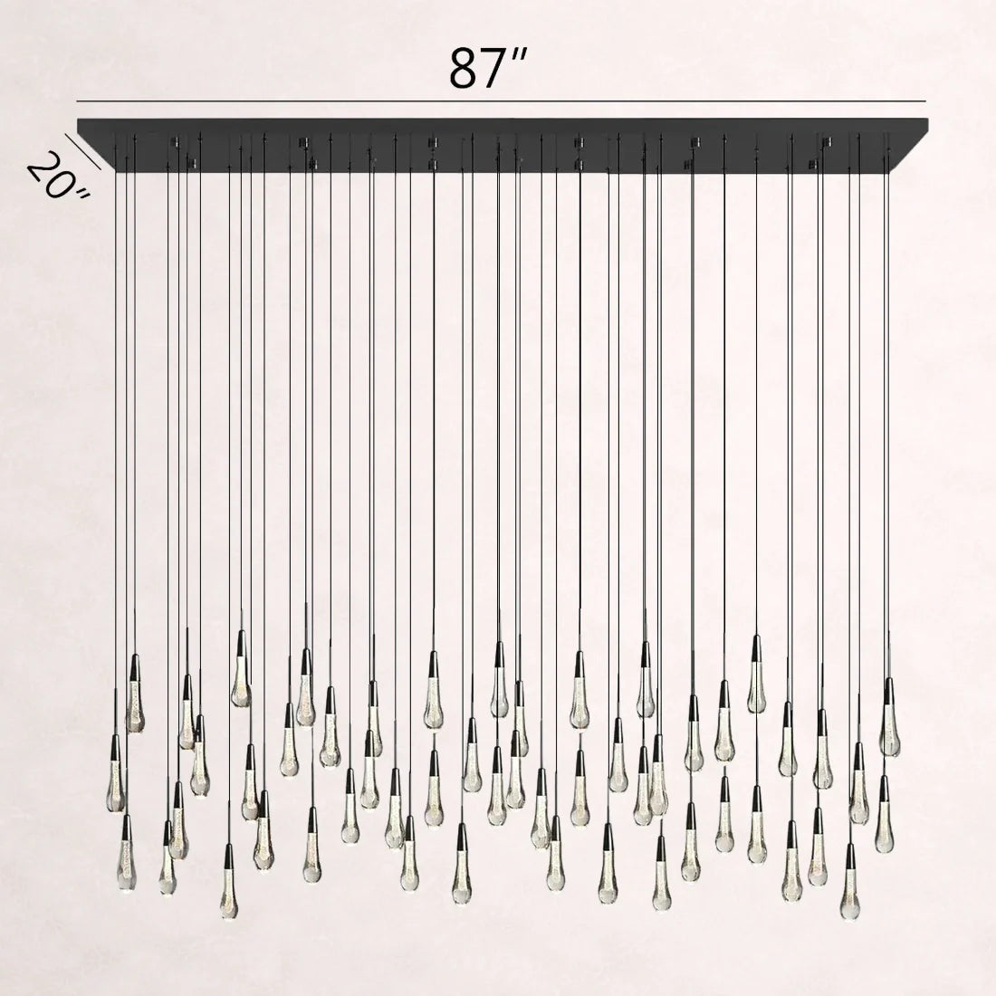 Soltaire Crystal Linear Chandelier 37" 50" 60" 70" 87" 120"W