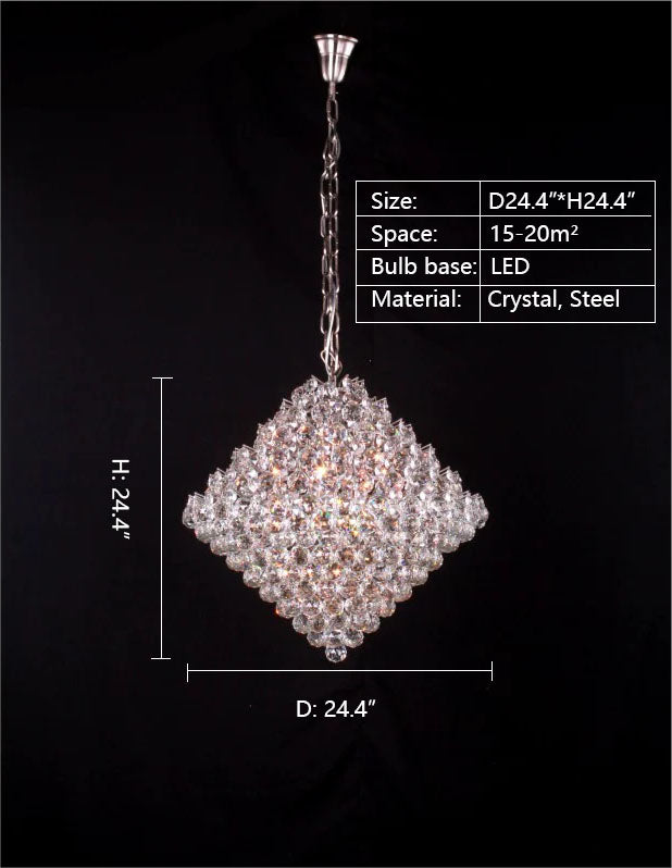 Aesthetic Luxury Conical Crystal Chandelier for Living/Dinning Room/Foyer/Hallway/Staircase