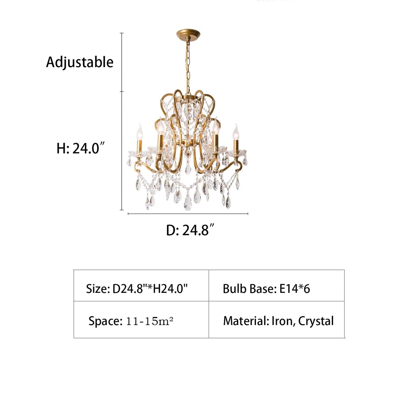 Nordic Vintage Candle Pendant Romantic Crystal Chandelier for Bedroom / Dining Room / Living Room