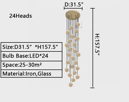 Nordic Planet Creative Long Ball Pendant Chandelier Staircase Foyer - Richardrider