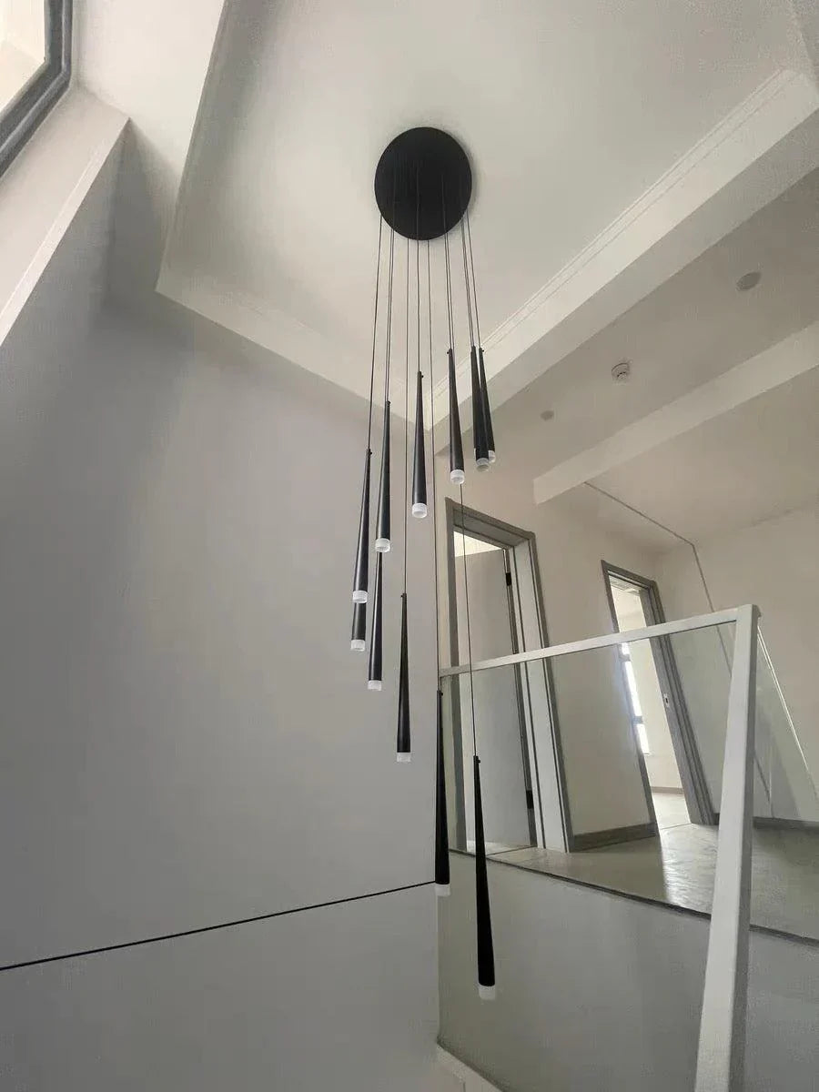 Minimalism Foyer Staircase Chandelier Ceiling Pendant Lighting Fixture For Living Room Entryway In Gold/ Black Finish - Richardrider