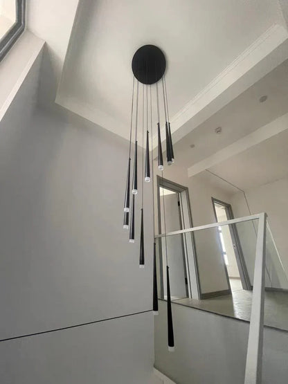 Minimalism Foyer Staircase Chandelier Ceiling Pendant Lighting Fixture For Living Room Entryway In Gold/ Black Finish - Richardrider