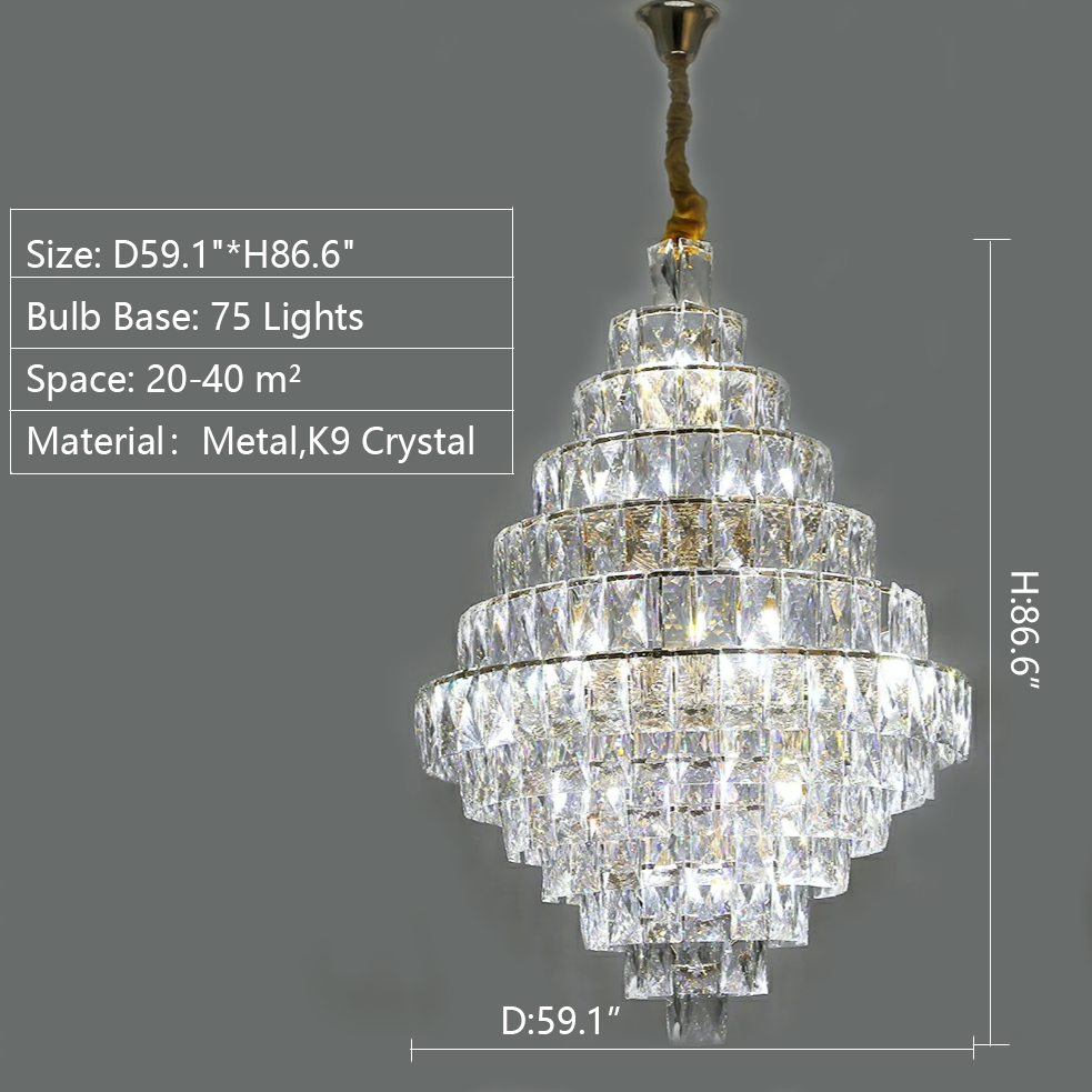 Extra Large Foyer Pure Crystal Ceiling Light Fixture Living Room Entrance Staircase Chandelier - Richardrider