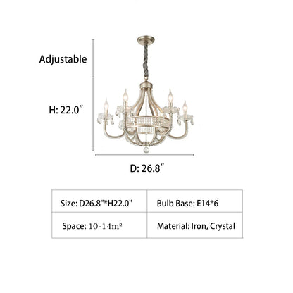 Light Luxury Nordic Vintage Candle Iron Lantern Chandelier for Living / Dining Room / Bedroom