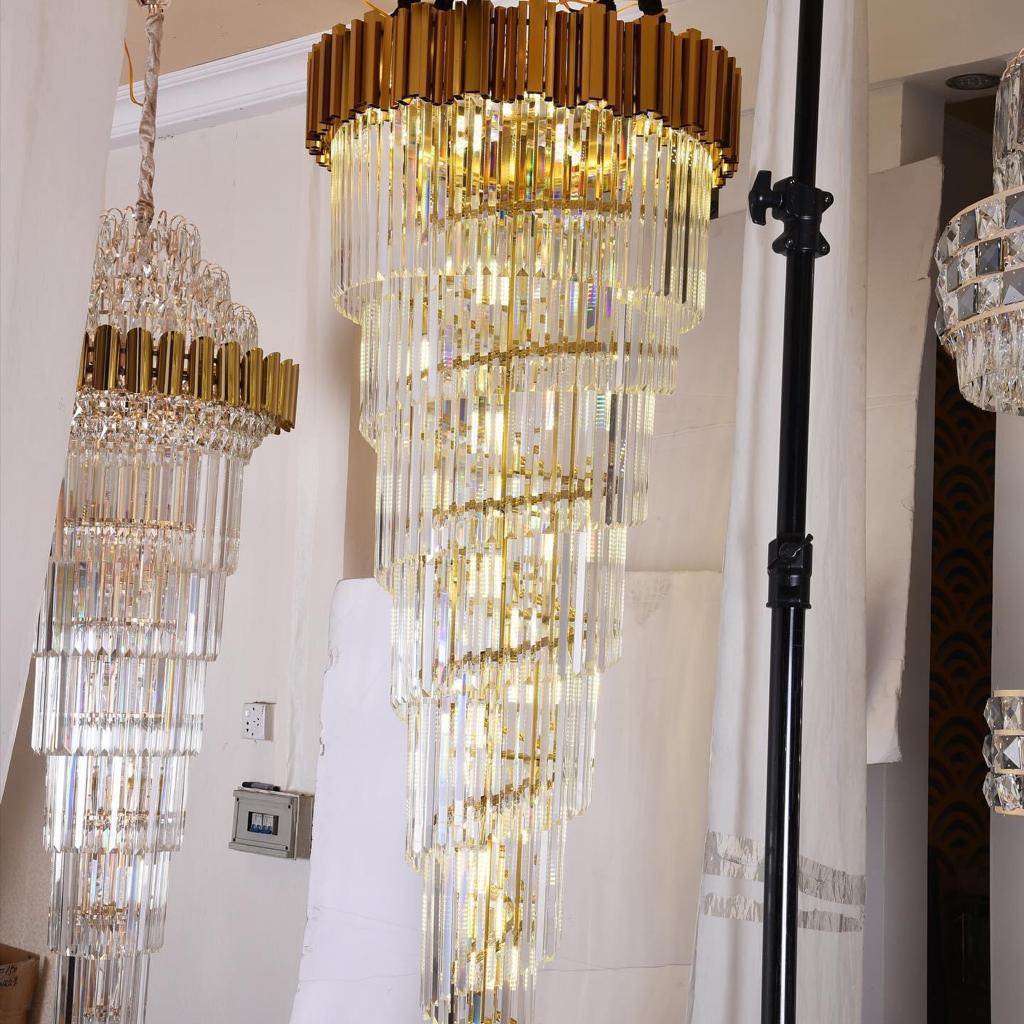 Luxury Gold Spiral Crystal Chandelier for Staircase/Foyer/Entryway - Richardrider