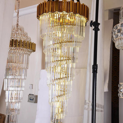 Luxury Gold Spiral Crystal Chandelier for Staircase/Foyer/Entryway - Richardrider